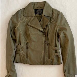 NWOT Blanc Noir Moto Cropped Faux Leather Jacket